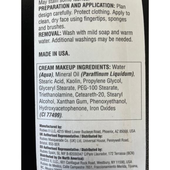 Rubies White and Black Cream Face Makeup net weight each is .7 oz Made in USA - Picture 3 of 3